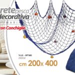 RETE DA PESCA DECORATIVA BLU CONCHIGLIE MARE PESCI MARINA PARETE MURO 400*200 cm