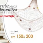 RETE DA PESCA DECORATIVA CON CONCHIGLIE MARE PESCI MARINA PARETE MURO 150*200cm