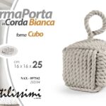 FERMAPORTA UNIVERSALE BLOCCA FERMA PORTA IN CORDA BIANCA CUBO QUADRATO 25*16cm