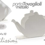 Portatovaglioli Porta tovaglioli moderno tavola metallo bianco teiera the 14x10