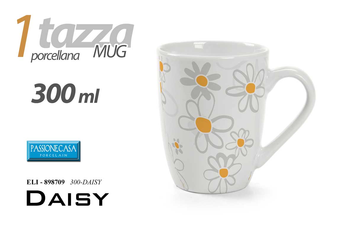 8025569898709 Tazza mug latte the tisana colazione margherite moderna porcellana bianca 300 ml - immagine 1