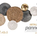 PANNELLO ARREDO PARETE DECORATIVO IN METALLO QUADRO BIANCO ORO MARRONE 72*43 cm
