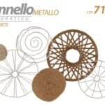 PANNELLO ARREDO PARETE DECORATIVO IN METALLO QUADRO BIANCO MARRONE JUTA 71*42 cm