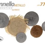 PANNELLO ARREDO DA PARETE DECORATIVO QUADRO CERCHI METALLO Juta 77*50*4 cm