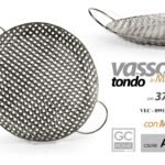VASSOIO METALLO TONDO CON MANICI DECOR TRAFORATO COLOR ARGENTO SILVER 37*30*5cm