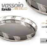 VASSOIO TONDO METALLO FONDO SPECCHIO DECORATIVO COLOR ARGENTO SILVER 30*5cm