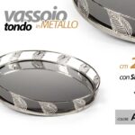 VASSOIO TONDO METALLO FONDO SPECCHIO DECORATIVO COLOR ARGENTO SILVER 25*4cm