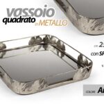 VASSOIO METALLO QUADRATO FONDO SPECCHIO DECORATIVO COLOR ARGENTO SILVER 25*5cm
