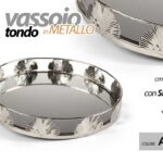 VASSOIO METALLO ROTONDO FONDO SPECCHIO DECORATIVO COLOR ARGENTO SILVER 25*4cm