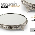 VASSOIO METALLO TONDO DECOR FONDO SPECCHIO COLOR ARGENTO SILVER VINTAGE 30*5cm