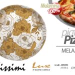 PIATTO PIZZA FIORI BIANCO ORO LUX MELAMINA PIZZERIA RISTORANTE TAVOLA CALDA Ø33