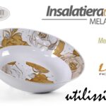 Insalatiera ciotola tonda giardino barca campeggio melamina fiori oro 20 cm