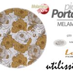 PIATTO DA PORTATA VASSOIO DOLCI BUFFET CATERING MELAMINA FIORI ORO 40 CM