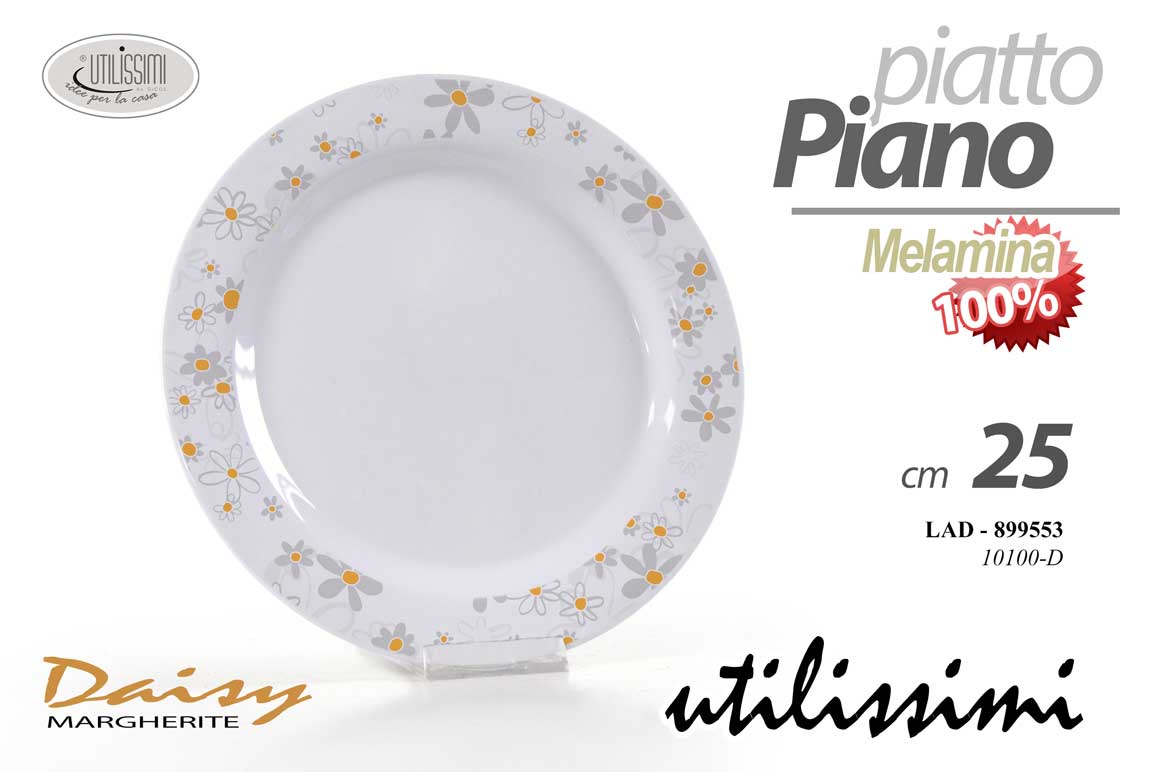 8025569899553 Piatto piano tondo casa giardino barca campeggio mare melamina margherite 25 cm - immagine 1