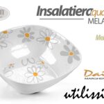 CIOTOLA INSALATIERA QUADRATA MELAMINA FRUTTA APERITIVO DOLCE MARGHERITE DAISY