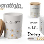 Barattolo zucchero tondo cucina design margherite moderno ceramica legno 13x10