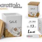 Barattolo sale quadrato cucina moderno oro fianco ceramica legno ermetico 13 cm