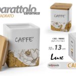 Barattolo caffè quadrato cucina moderno oro fianco ceramica legno ermetico 13 cm