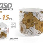 VASO IN CERAMICA FIORI ORO VASI CENTROTAVOLA EVENTI CLASSICO MODERNO LUX 15CM