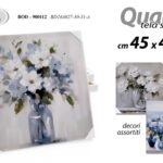 QUADRO STAMPA SU TELA Canvas LEGNO FIORI FIORE VASO COLOR ASSORTITI 45*45 CM