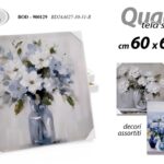 QUADRO STAMPA SU TELA Canvas LEGNO FIORI FIORE VASO COLOR ASSORTITI 60*60 CM