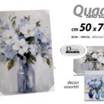 QUADRO STAMPA SU TELA Canvas LEGNO FIORI FIORE VASO COLOR ASSORTITI 50*70 CM