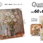 QUADRO STAMPA SU TELA Canvas LEGNO DEC VASO FIORI FIORE COLOR ASSORTITI 60*60 CM