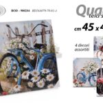 QUADRO STAMPA SU TELA Canvas LEGNO BICICLETTA FIORI FIORE COLOR ASSORT 45*45cm