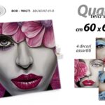 QUADRO STAMPA SU TELA Canvas LEGNO ROSSETTO FIORI MODA DONNA COLOR ASSOR 60*60cm
