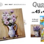 QUADRO STAMPA SU TELA Canvas LEGNO VASO FIORI FIORE COLOR ASSORTITI 45*45 CM