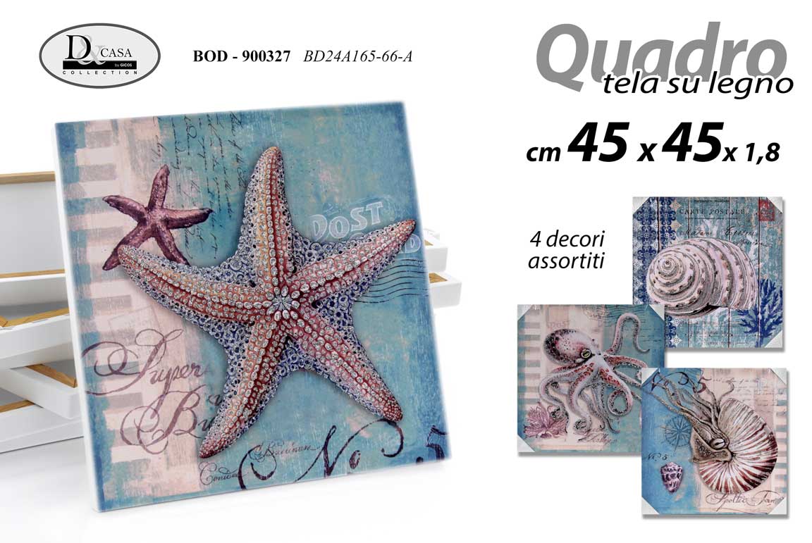 8025569900327 QUADRO STAMPA SU TELA Canvas LEGNO MARE VITA MARINA BLU COLOR ASSORTITE 45*45 cm - immagine 1