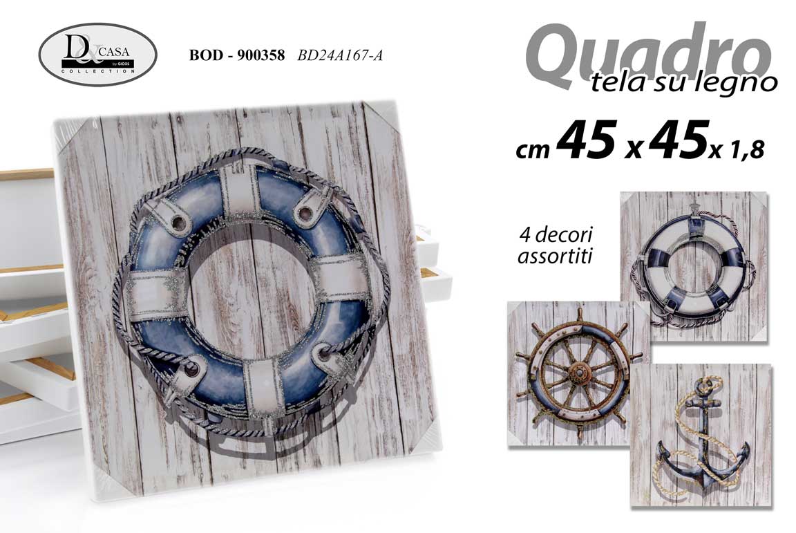 8025569900358 QUADRO STAMPA SU TELA Canvas LEGNO NAVE ACC MARE VITA MARINA ASSORTITI 45*45 cm - immagine 1