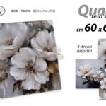 QUADRO STAMPA SU TELA Canvas LEGNO FIORI FIORE GRIGIO SPENTO ASSORTITI 60*60 CM