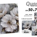 QUADRO STAMPA SU TELA Canvas LEGNO FIORI FIORE GRIGIO SPENTO ASSORTITI 50*70 CM