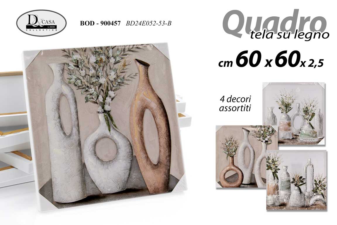 8025569900457 QUADRO STAMPA SU TELA Canvas LEGNO VASI NATURA SEMI MORTA COLOR ASSORT 60*60 cm - immagine 1