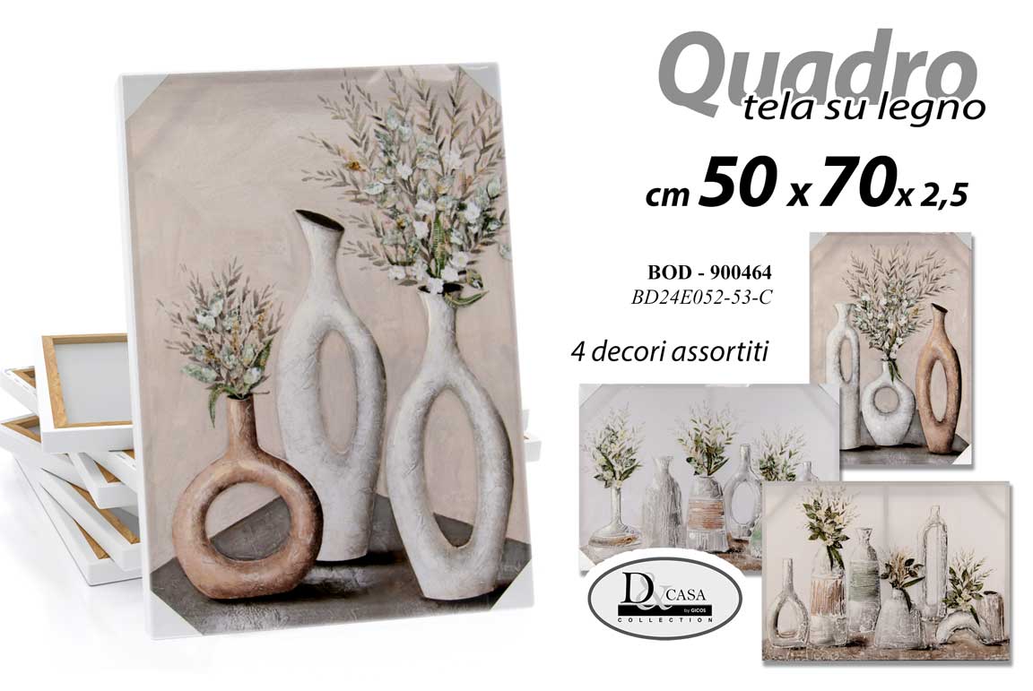 8025569900464 QUADRO STAMPA SU TELA Canvas LEGNO VASI NATURA SEMI MORTA COLOR ASSORT 50*70 cm - immagine 1