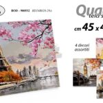 QUADRO STAMPA SU TELA Canvas LEGNO CITTà PRIMAVERA FIORI GRIGIO ASSORTITI 45*45