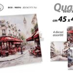 QUADRO STAMPA SU TELA Canvas LEGNO CITTà BAR CAFFè COLOR GRIGIO ASSORTITI 45*45