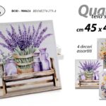 QUADRO STAMPA SU TELA Canvas LEGNO DECORO FIORI FIORE COLOR ASSORTITI 45*45 CM