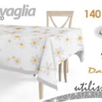 Tovaglia rettangolare margherite moderna cucina bianca grigia tessuto 140*240 cm