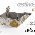 Cestino quadrato pane portapane tavola fiori oro bianco tessuto lux 20*9 cm
