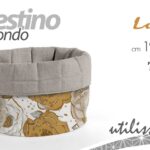 Cestino tondo pane portapane tavola colazione fiori oro bianco tessuto 19*19 cm