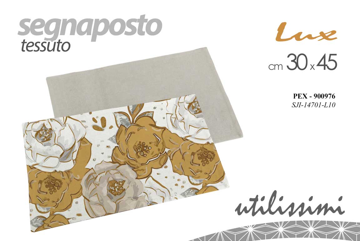 8025569900976 Tovaglietta americana segnaposto tavola fiori oro bianco tessuto lux 30*45 cm - immagine 1