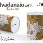Salvadanaio latta moderno shabby casa bambini fiori bianco oro lux 15x10 cm