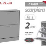 SCARPIERA SLIM MODERNA 2 ANTE DOPPIA A RIBALTA SALVASPAZIO GRIGIO 80*63*24 cm