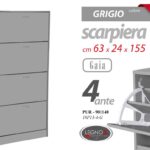 SCARPIERA SLIM SALVASPAZIO DOPPIA A RIBALTA 4 ANTE LEGNO GRIGIO GREY 155*63*24cm