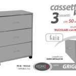 CASSETTIERA COMODINO MODERNO 3 CASSETTI CASA CAMERA UFFICIO GRIGIO h64*50*40 cm