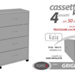 CASSETTIERA MODERNA 4 CASSETTI COMODINO STUDIO CAMERA UFFICIO GRIGIO h83*50*40cm