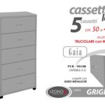 CASSETTIERA MODERNA 5 CASSETTI GRIGIO COMODINO STUDIO CAMERA UFFICIO 101*50*40cm