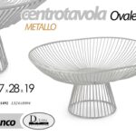 CENTROTAVOLA ALZATA PORTA FRUTTA PANE CESTINO OVALE METALLO BIANCO 37*28*19 CM